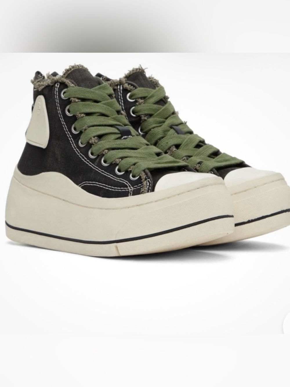 R13 Black High-Top Sneaker with Cream Platform - Size 10 - Picture 2 of 8